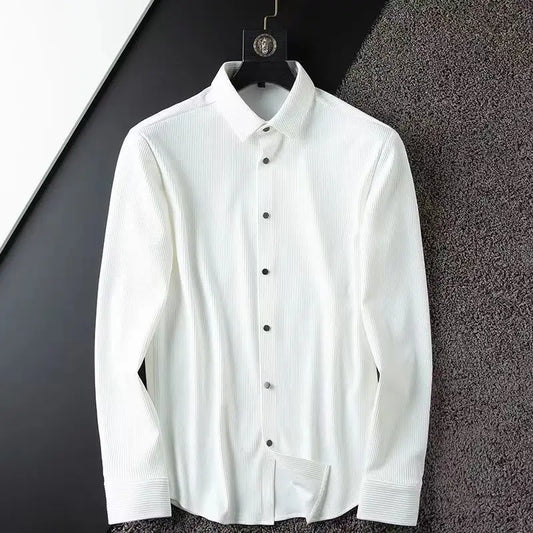 Herrskjorta – Slim Fit – Andningsbart Tyg – Klassisk Krage – För Kontorsbruk
