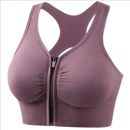 Dam Sport-BH – Framtill Dragkedja – Racerback – Andningsbart Tyg – Fast Passform