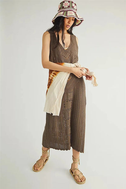 Damklänning i mesh – Avslappnad passform – V-ringning – Geometriskt mönster – Midilängd