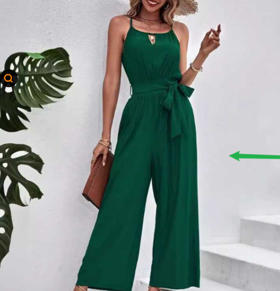 Damjumpsuit med spaghettiband och vida ärmar