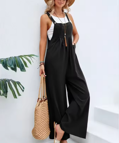 Dam Jumpsuit – Vida Ben – Justerbara Axelband – Luftig Bomull-Lin – Avslappnad Passform