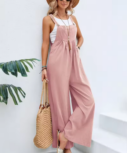 Dam Jumpsuit – Vida Ben – Justerbara Axelband – Luftig Bomull-Lin – Avslappnad Passform