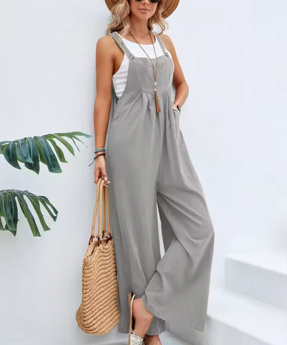 Dam Jumpsuit – Vida Ben – Justerbara Axelband – Luftig Bomull-Lin – Avslappnad Passform