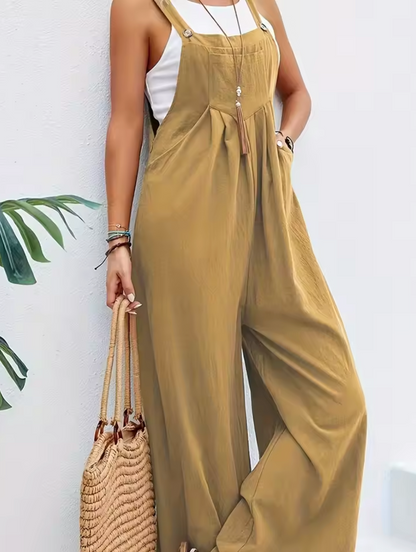 Dam Jumpsuit – Vida Ben – Justerbara Axelband – Luftig Bomull-Lin – Avslappnad Passform