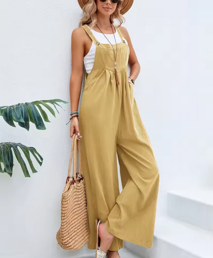 Dam Jumpsuit – Vida Ben – Justerbara Axelband – Luftig Bomull-Lin – Avslappnad Passform
