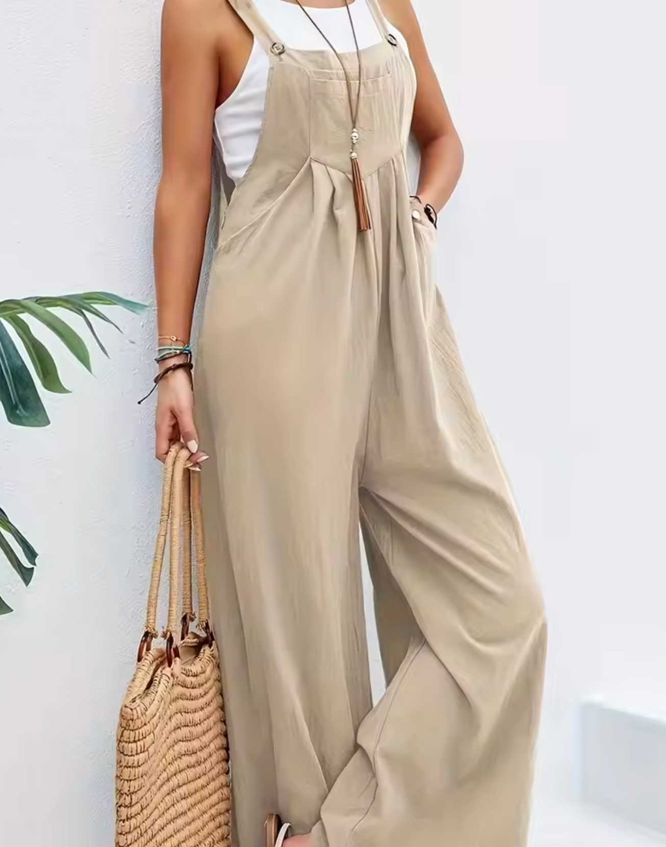 Dam Jumpsuit – Vida Ben – Justerbara Axelband – Luftig Bomull-Lin – Avslappnad Passform