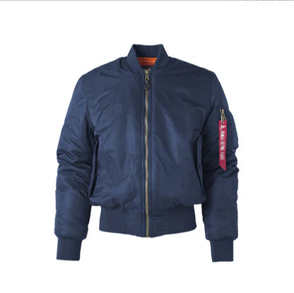 Herr Bomberjacka - Syntetisk Blandning - Klassisk Passform - Ribbstickad Krage & Muddar