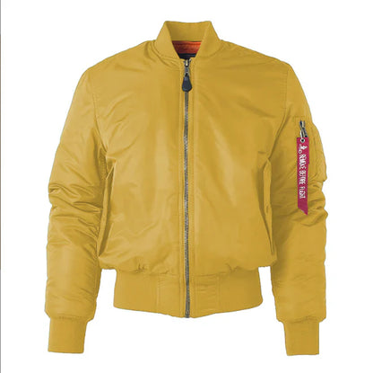 Herr Bomberjacka - Syntetisk Blandning - Klassisk Passform - Ribbstickad Krage & Muddar