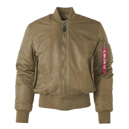 Herr Bomberjacka - Syntetisk Blandning - Klassisk Passform - Ribbstickad Krage & Muddar