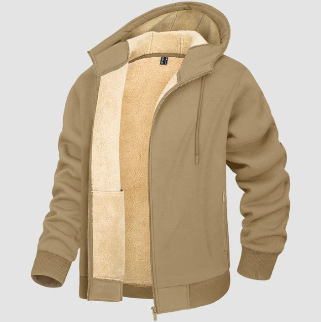 Herr Hoodiejacka – Regular Fit – Sherpafodrad – Hel dragkedja – Ribbad kant