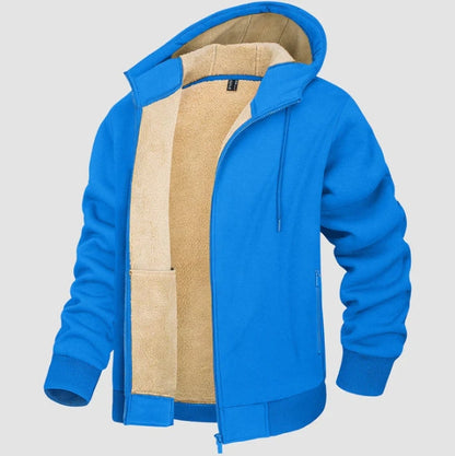 Herr Hoodiejacka – Regular Fit – Sherpafodrad – Hel dragkedja – Ribbad kant