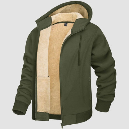 Herr Hoodiejacka – Regular Fit – Sherpafodrad – Hel dragkedja – Ribbad kant