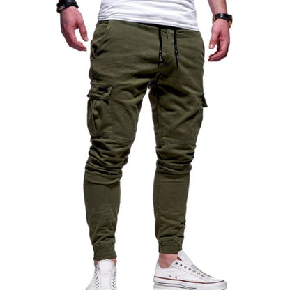 Herrjoggers Cargo – Avslappnad Passform – Bomullsblandning – Dragsko – Mudd vid Benslut