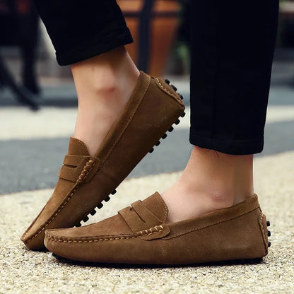 Herrloafers – Mockasinsiluett – Mjuk Mockakänsla – Slip-on – Pennyrem – Halkfri Sula