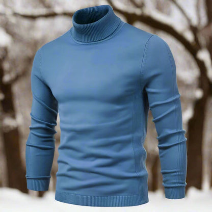 Herr Polotröja - Stickad med Ribbad Detalj - Slim Fit - Långärmad Elegant Design