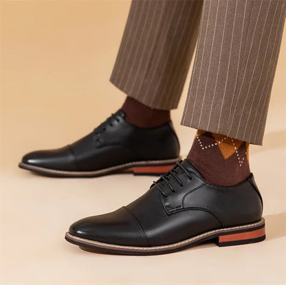 Herrskor Oxford – Mockaöverdel – Cap Toe – Sluten Snörning – Klassisk Passform