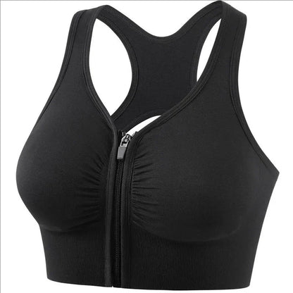 Dam Sport-BH – Framtill Dragkedja – Racerback – Andningsbart Tyg – Fast Passform
