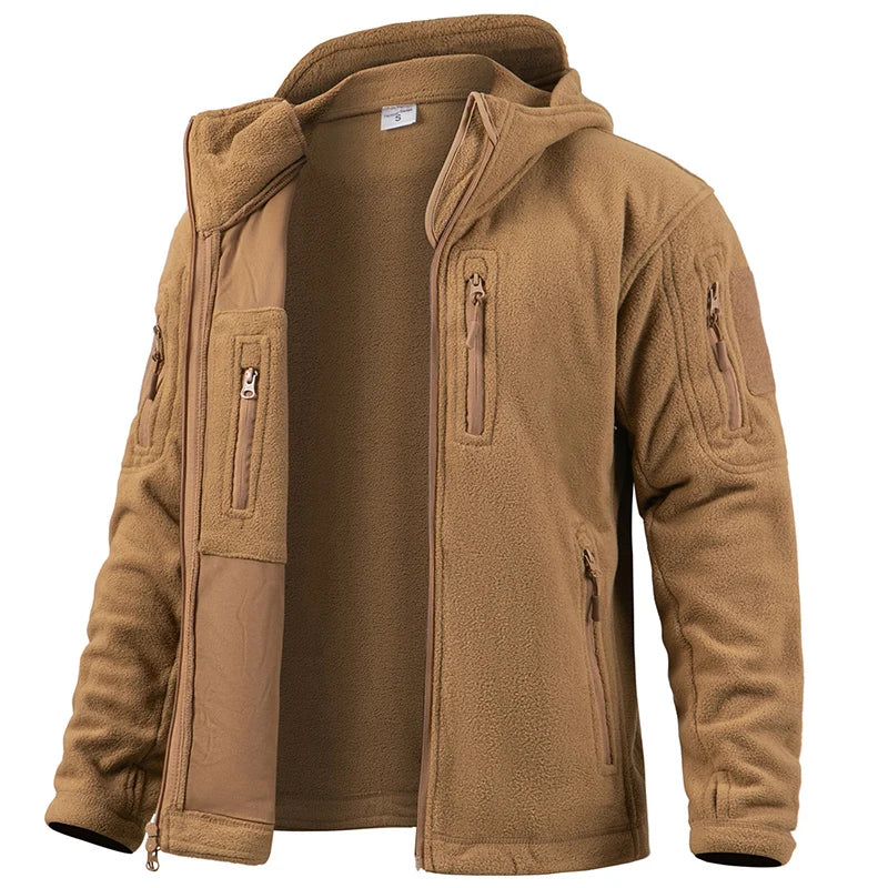 Herrjacka i fleece – Normal passform – Huva – Flera fickor – Full dragkedja