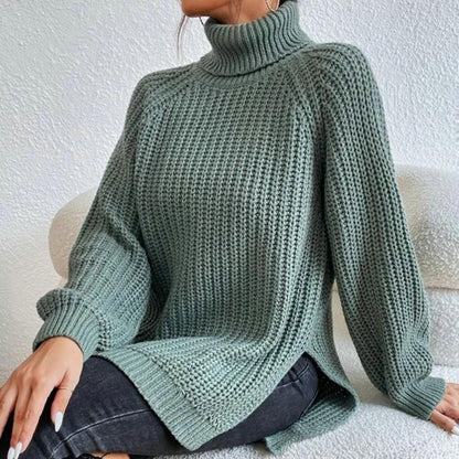 Damtröja med turtleneck – Lös passform – Ribbstickad – Lång ärm – Vardagsstil