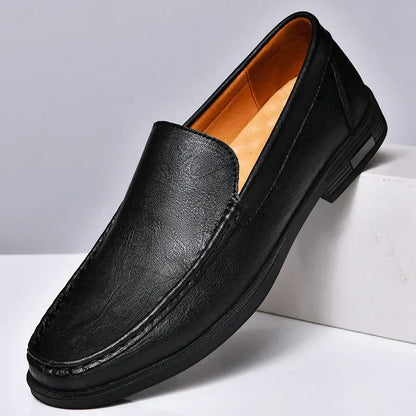 Herrmokasiner – Smidig Passform – Synlig Sömnadsdetalj – Slip-On för Smart Casual