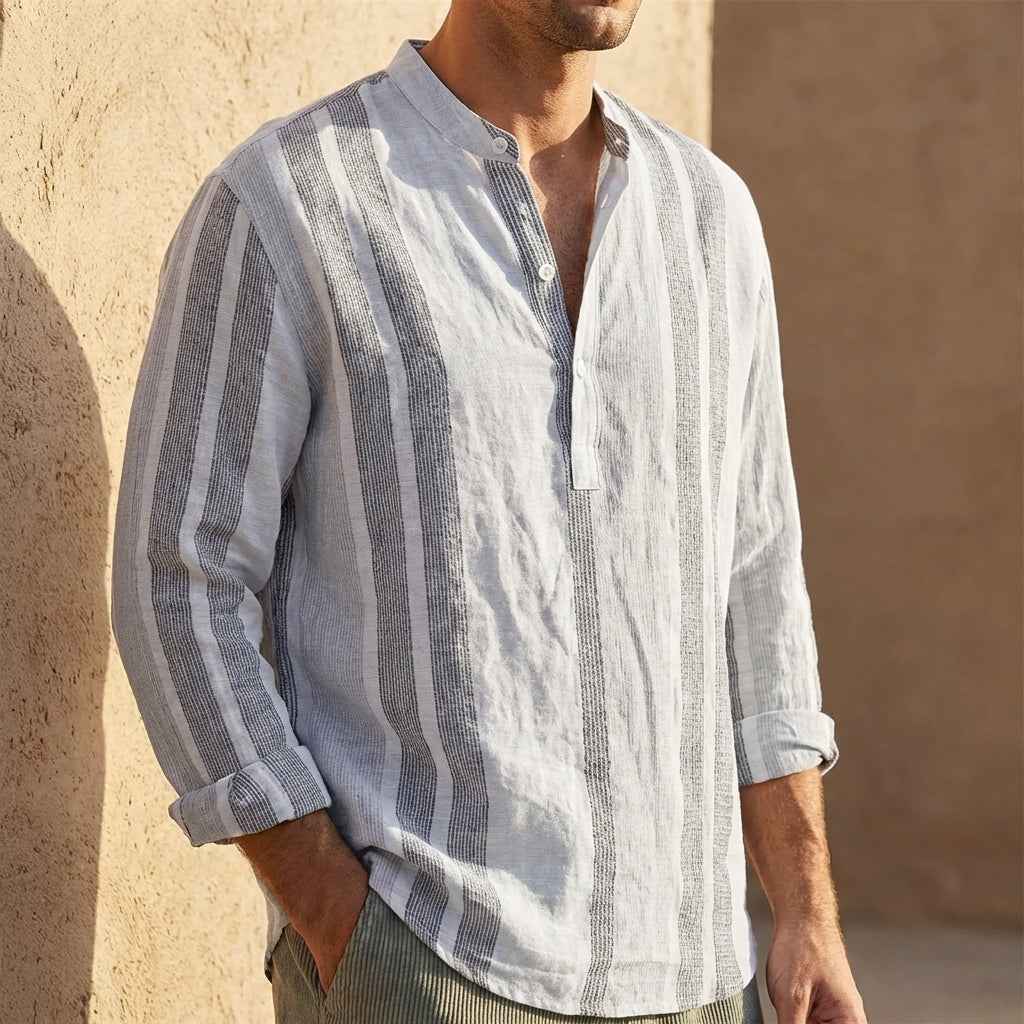 Men’s Lightweight Long Sleeve Linen Shirt with Relaxed Fit
