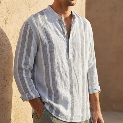 Men’s Lightweight Long Sleeve Linen Shirt with Relaxed Fit