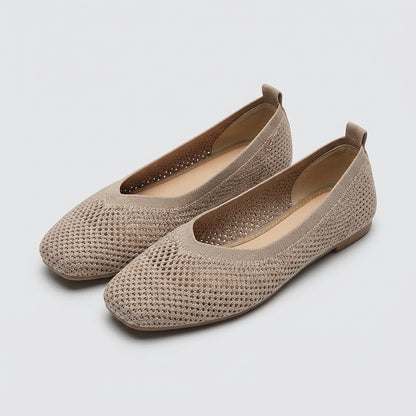 Breathable Knit Ballet Flats with Flexible Slip-On Fit