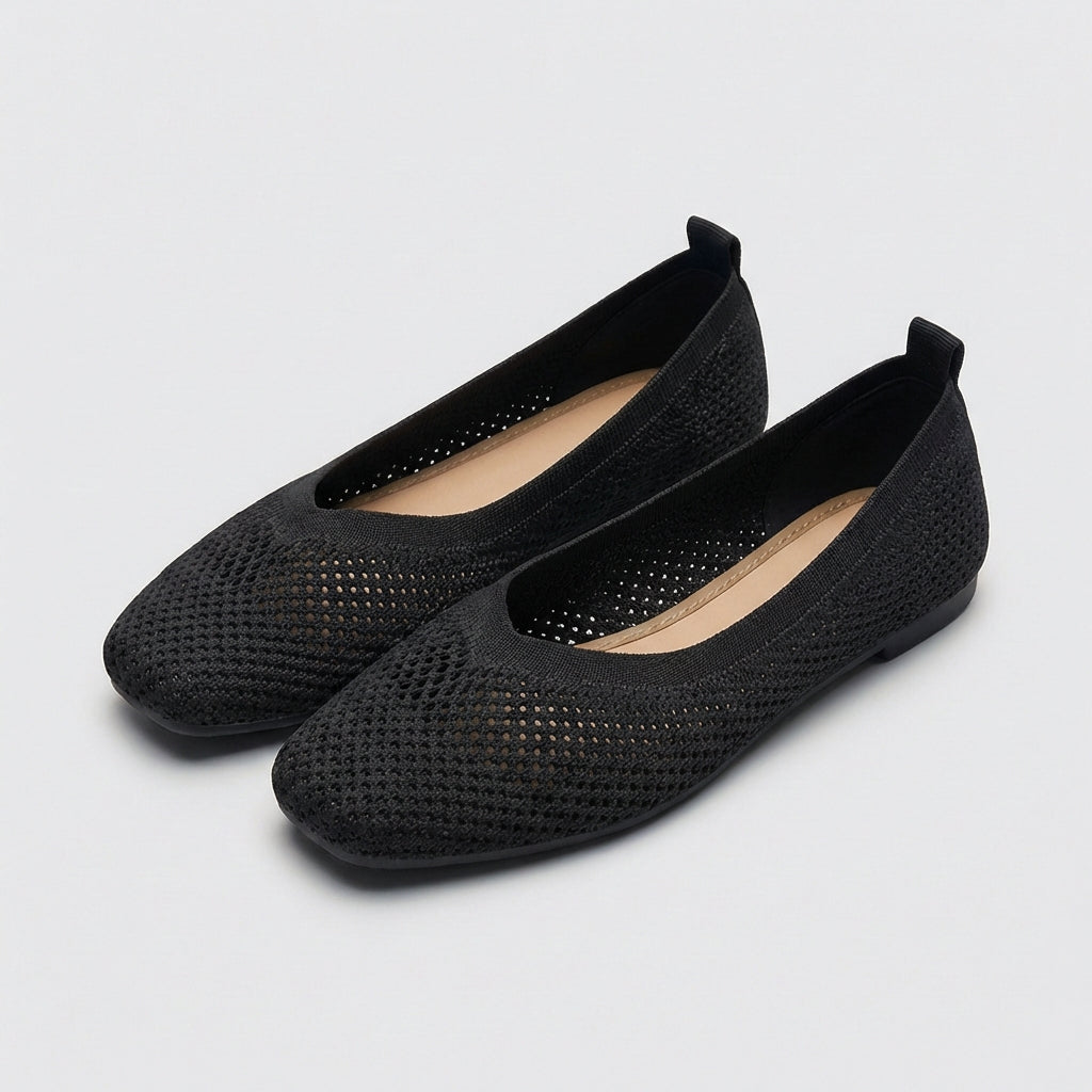Breathable Knit Ballet Flats with Flexible Slip-On Fit