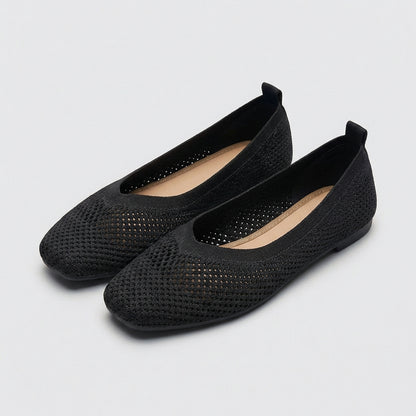 Breathable Knit Ballet Flats with Flexible Slip-On Fit