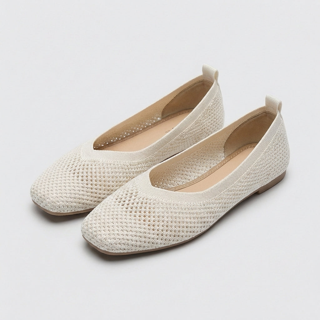 Breathable Knit Ballet Flats with Flexible Slip-On Fit