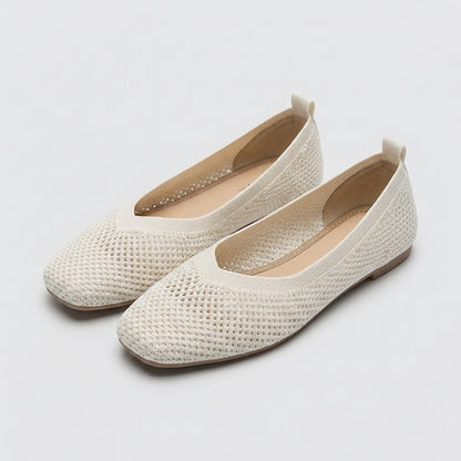 Breathable Knit Ballet Flats with Flexible Slip-On Fit