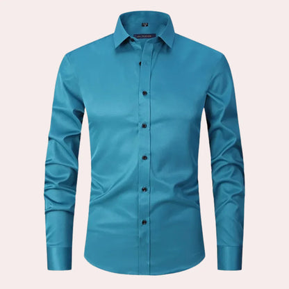 Herr Skjorta – Slim Fit – Spridkrage – Knappstängning – Formell Stil