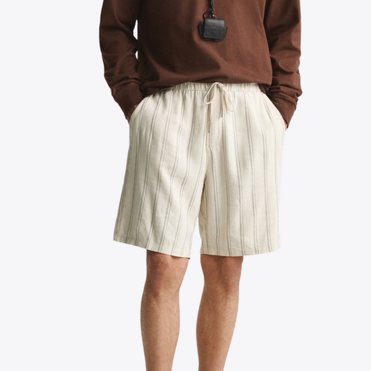 Herrshorts – Avslappnad Passform – Andningsbart Tyg – Dragsko – Knälång Modell