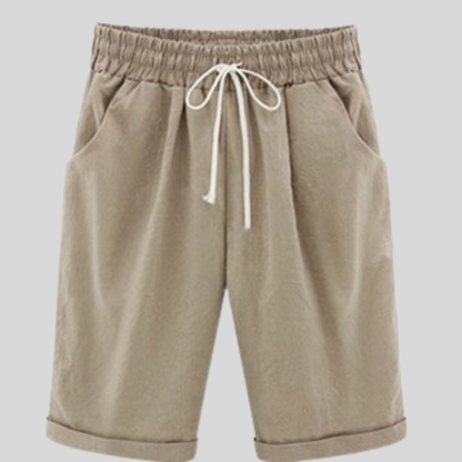 Damshorts - Bekväm Bomull - Lös Passform - Dragsko & Elastisk Midja - Sidofickor