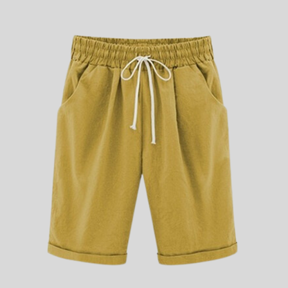 Damshorts - Bekväm Bomull - Lös Passform - Dragsko & Elastisk Midja - Sidofickor
