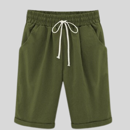 Damshorts - Bekväm Bomull - Lös Passform - Dragsko & Elastisk Midja - Sidofickor