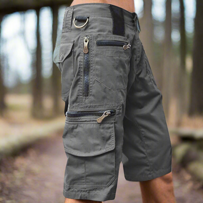 Herr Cargo Shorts - Bomull - Flera Fickor med Dragkedja - Avslappnad Passform