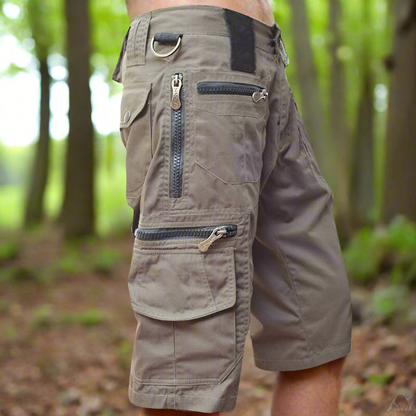 Herr Cargo Shorts - Bomull - Flera Fickor med Dragkedja - Avslappnad Passform