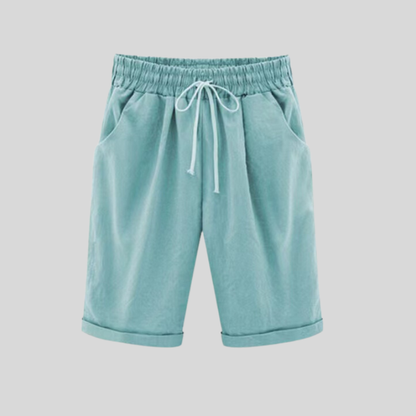 Damshorts - Bekväm Bomull - Lös Passform - Dragsko & Elastisk Midja - Sidofickor