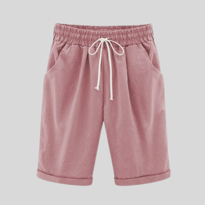 Damshorts - Bekväm Bomull - Lös Passform - Dragsko & Elastisk Midja - Sidofickor