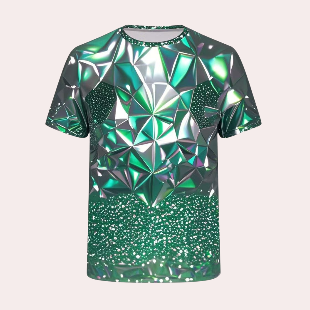 Herr T-shirt - Geometriskt Mönster - Regular Fit - Rundhals - Modern Design