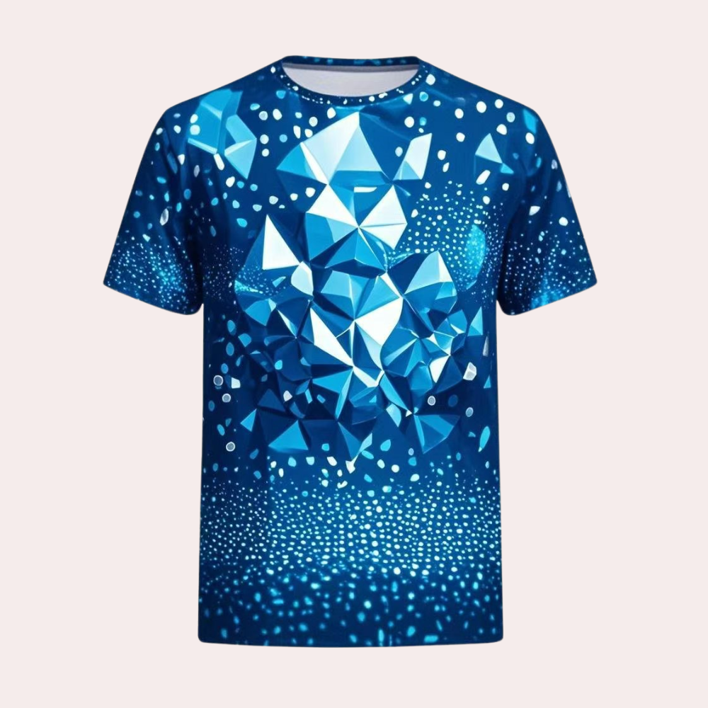 Herr T-shirt - Geometriskt Mönster - Regular Fit - Rundhals - Modern Design
