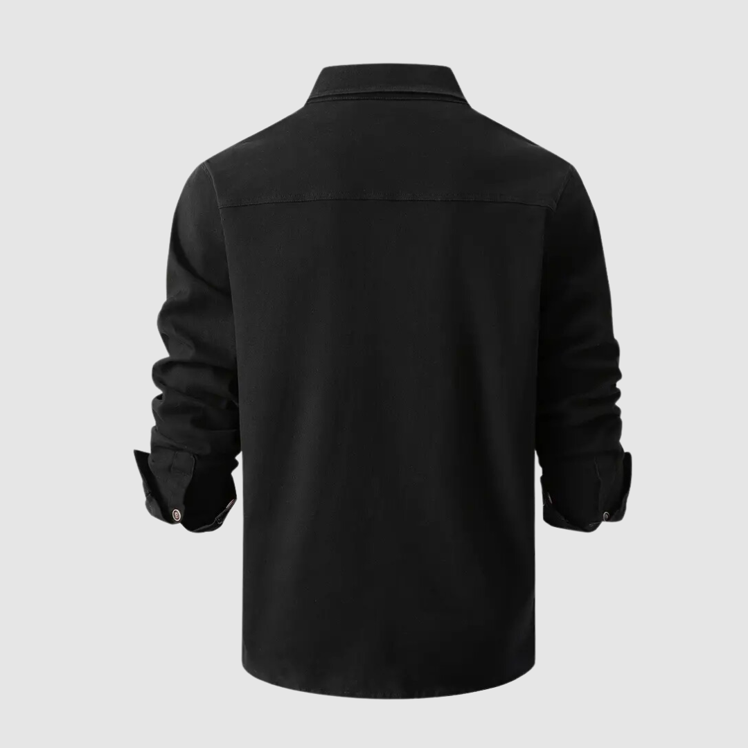 Herr Skjorta - Slim Fit - Långärmad - Knappstängning - Bröstfickor