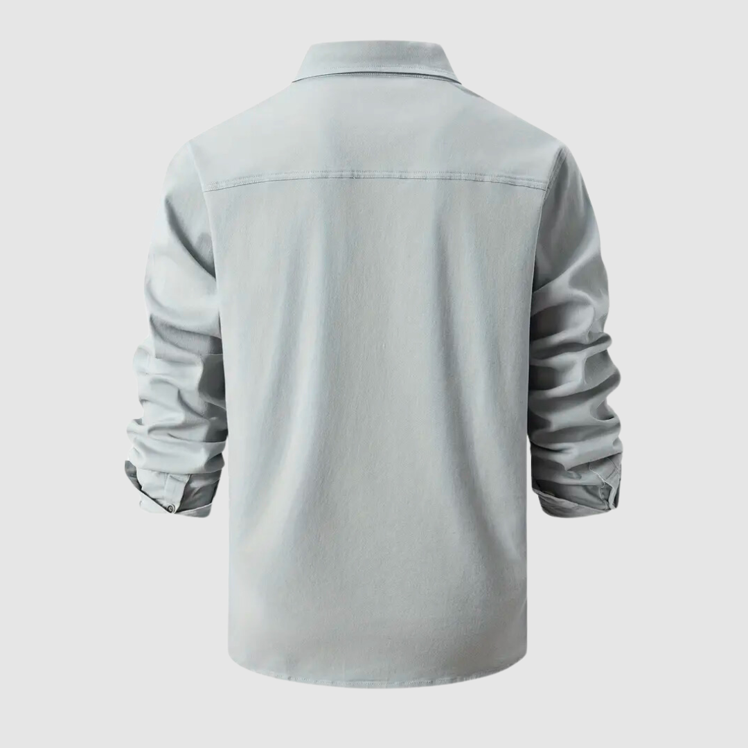 Herr Skjorta - Slim Fit - Långärmad - Knappstängning - Bröstfickor