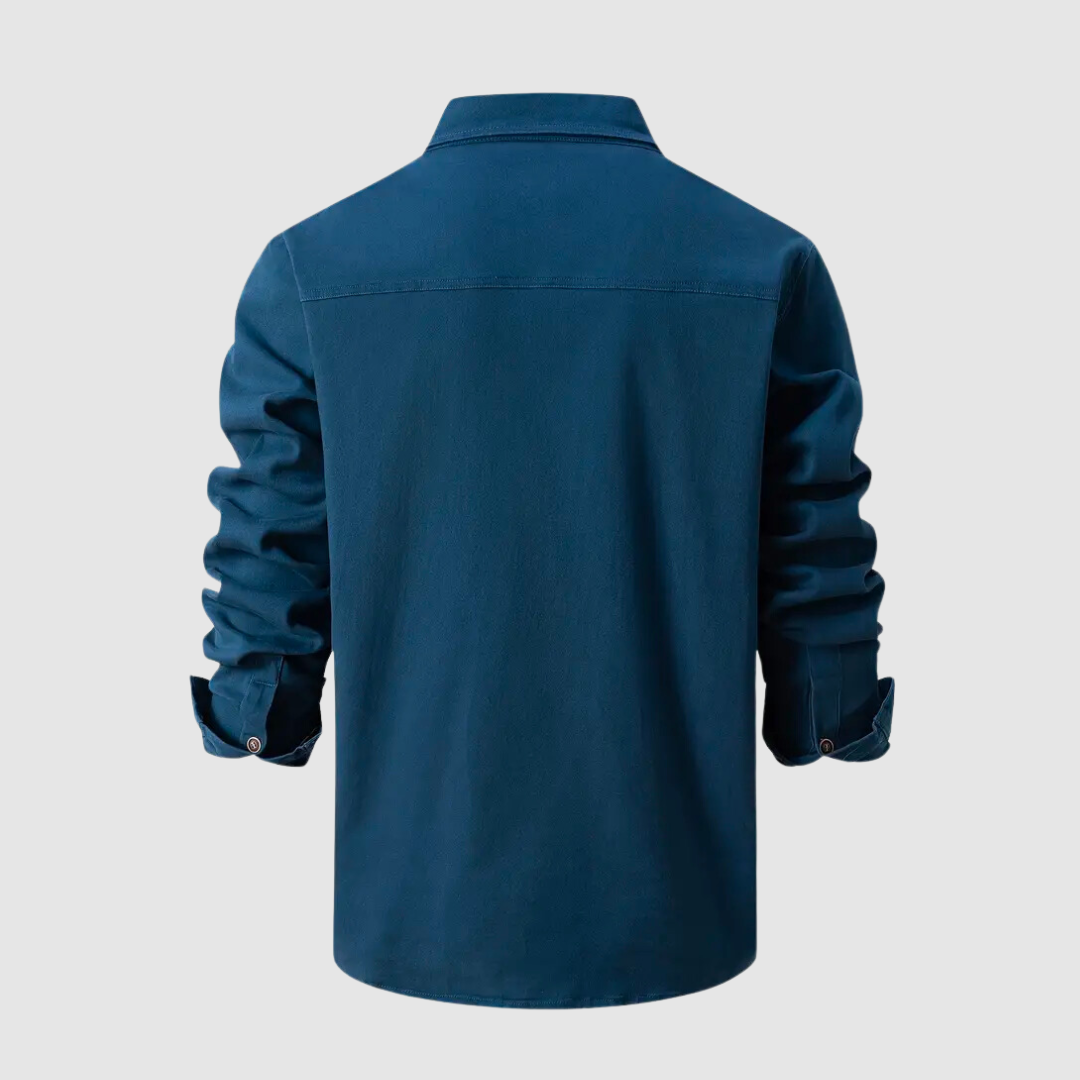 Herr Skjorta - Slim Fit - Långärmad - Knappstängning - Bröstfickor