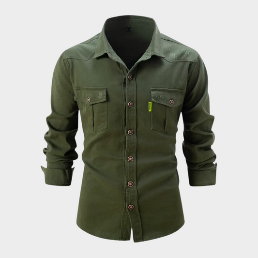 Herr Skjorta - Slim Fit - Långärmad - Knappstängning - Bröstfickor