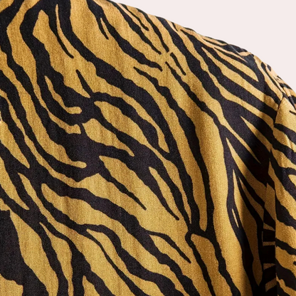 Herr Skjorta - Kortärmad Button-Up - Zebra Mönster - Normal Passform