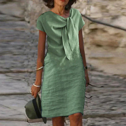 Damklänning för fest – Avslappnad passform – Kort ärm – Mini – Dekorativ rosett