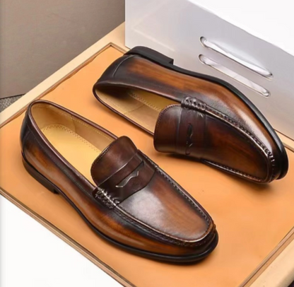 Herrloafers – Slip-on Moccasin – Veganskt läder – Pennyrem – Formell Passform