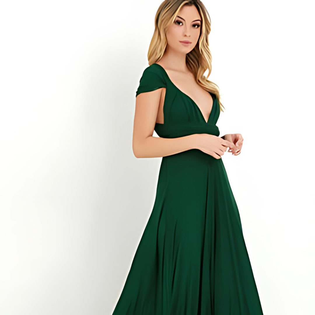 Dam Maxi Klänning - Axelbandslös - Sweetheart Ringning - Figurnära Liv - Flowy Plisserad Kjol